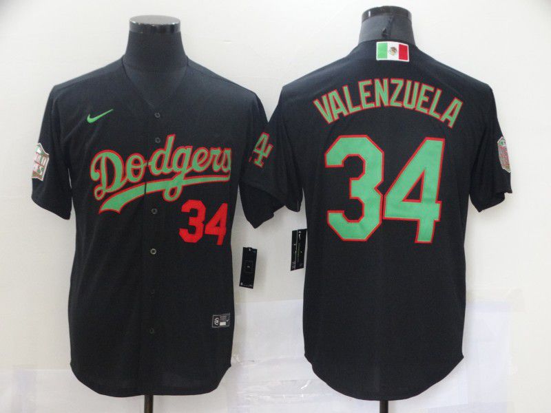 Men Los Angeles Dodgers #34 Valenzuela Black Game 2021 Nike MLB Jerseys